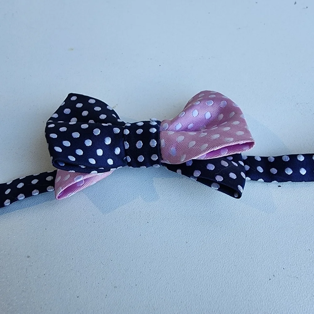 Koala Boys Navy Blue Pink Polka Dot Bow Tie Toddler Kids